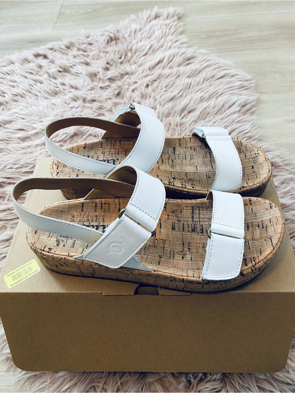 Born White Cork-Platform Slingback Sandals